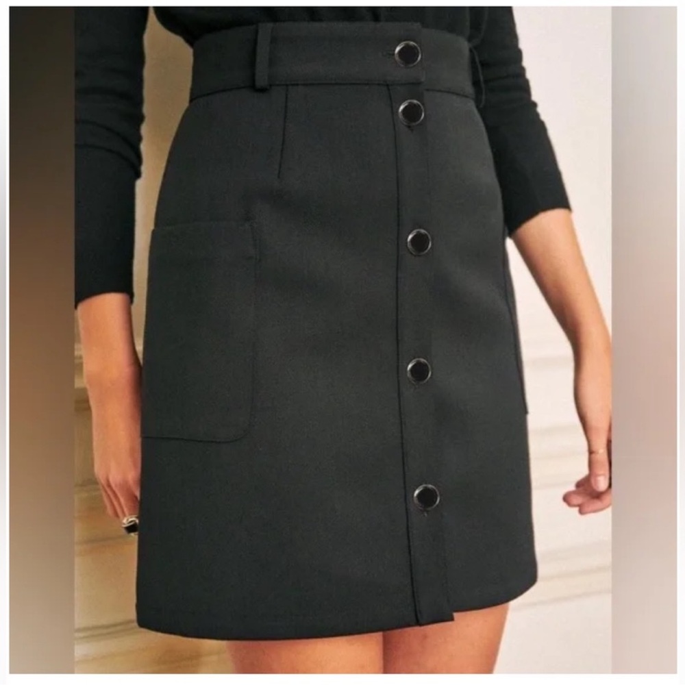 Sezane Black Lorraine Mini A-Line Skirt size 36/ US 4